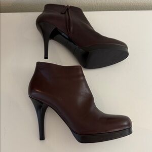 Balenciaga Burgundy Leather Ankle Boots